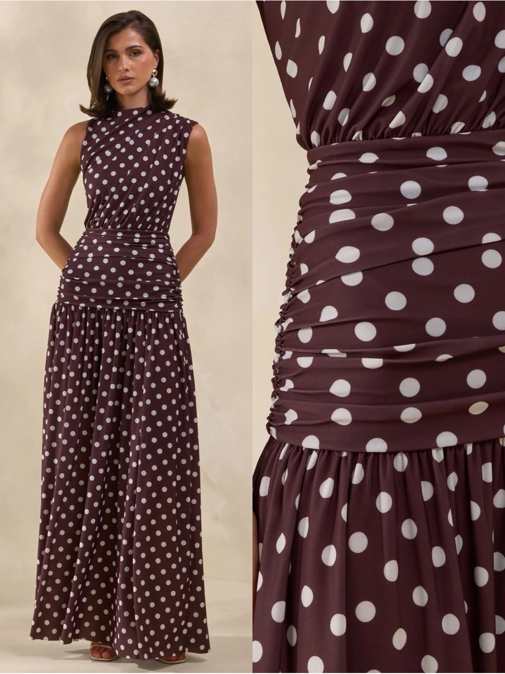 Brand New- Club L London Kelis Dress in Brown Polka Dot 🤎🍂